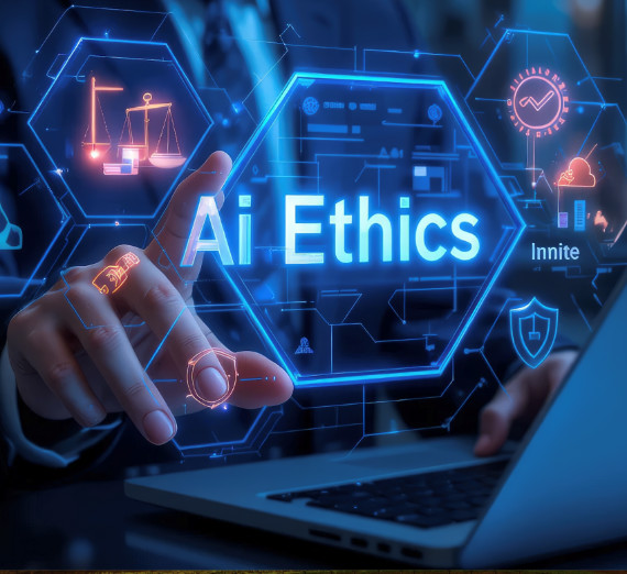 学生が書いている横に、脳が露出したAIロボットが座っているイラスト。